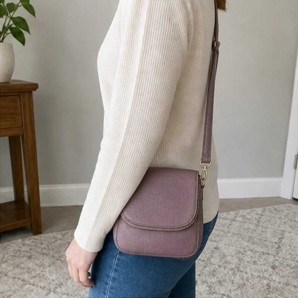 Camel Pebbled Crossbody Bag